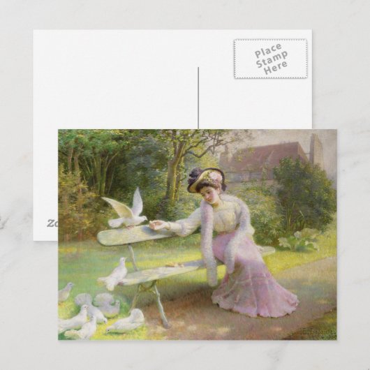 Füttre der Tauben Postkarte (Vorne/Hinten)