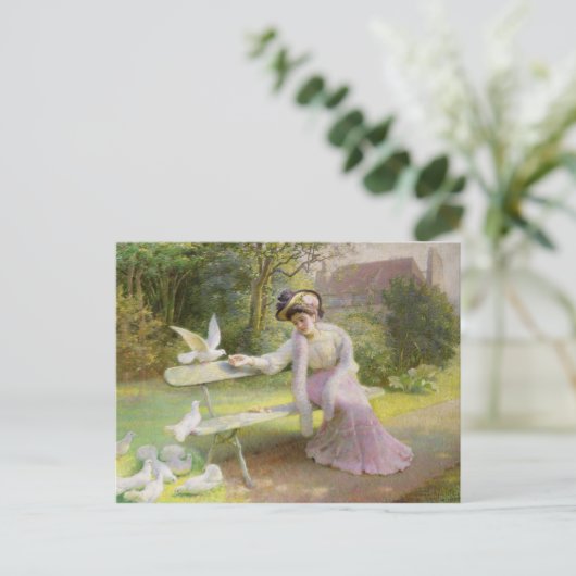 Füttre der Tauben Postkarte (Stehend Vorderseite)