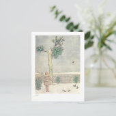 Füttre der Vögel im Januar Vintage Illustration Postkarte (Stehend Vorderseite)