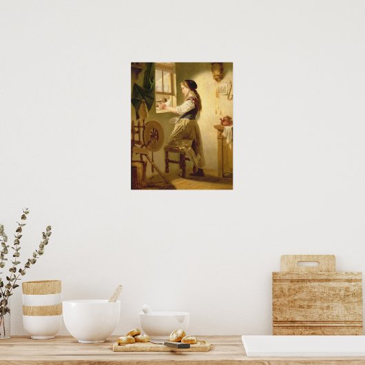 Füttre der Vögel im Winter Poster (Küche)