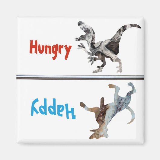 Füttre Gefüttert Dog Magnet Hungry Happy Dinosaur (Vorne)