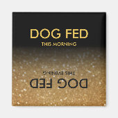 Füttre Hund Erinnerung Magnet Schwarz, Gold Glitze (Vorne)
