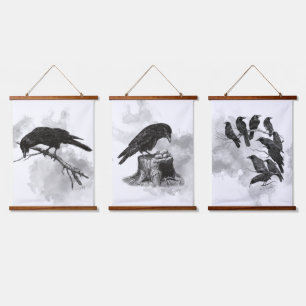 Füttre ihnen Peanuts Crow Lovers Wandteppich Mit Holzrahmen