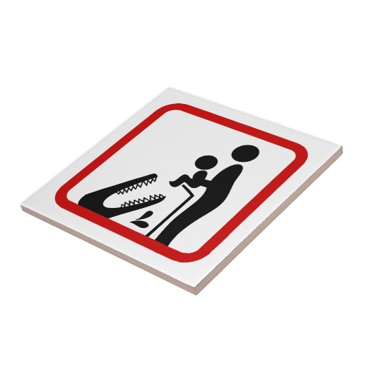 Füttre kein Baby zum Krokodil-Zoozeichen Fliese (Seite)