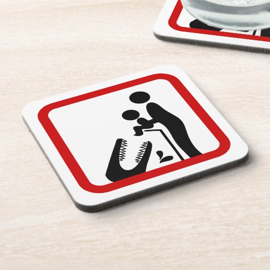 Füttre kein Baby zum Krokodil-Zoozeichen Getränkeuntersetzer (Linke Seite)