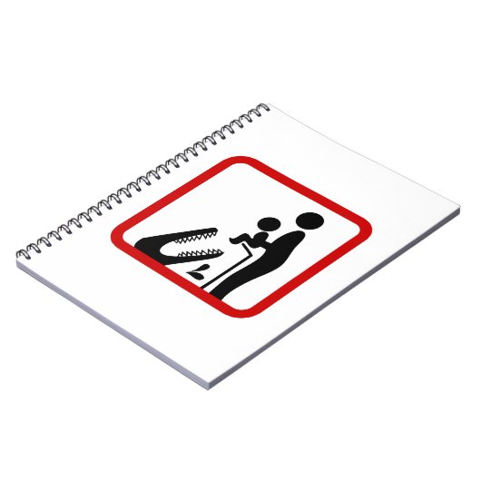 Füttre kein Baby zum Krokodil-Zoozeichen Notizblock (Linke Seite)