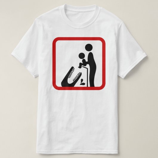 Füttre kein Baby zum Krokodil-Zoozeichen T-Shirt (Design vorne)