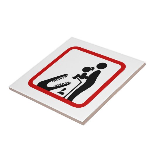 Füttre keine Tochter zum Krokodil-Zoozeichen Fliese (Seite)