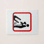 Füttre keine Tochter zum Krokodil-Zoozeichen Puzzle (Horizontal)