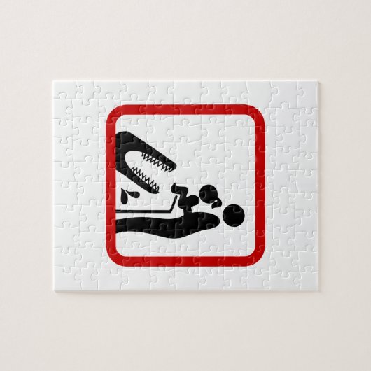 Füttre keine Tochter zum Krokodil-Zoozeichen Puzzle (Horizontal)