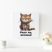 Füttre mir, Hooman! Funny Quadratische Wanduhr (Zuhause)