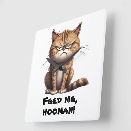Füttre mir, Hooman! Funny Quadratische Wanduhr (Winkel)