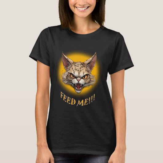 Füttre mir! Hungry Angry Cat T-Shirt (Vorderseite)