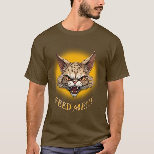 Füttre mir! Hungry Angry Cat T-Shirt (Vorderseite)