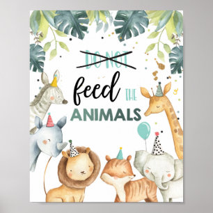 Füttre nicht das Geburtstagsschild "Animals Safari Poster