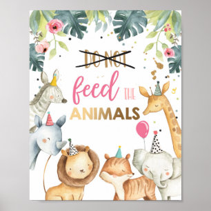 Füttre nicht das Geburtstagsschild "Animals Safari Poster