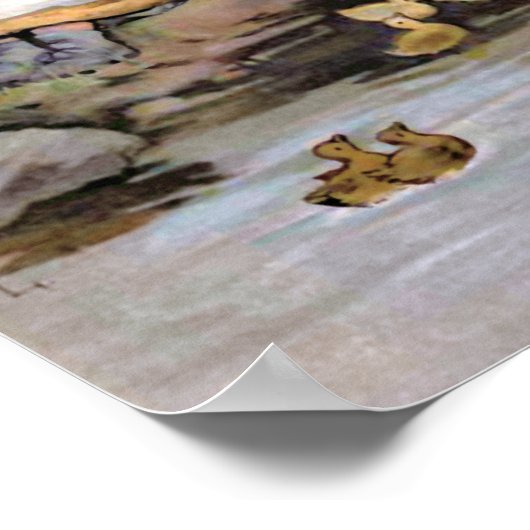 "Füttre the Ducks" Vintag Poster (Ecke)