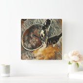 Füttre Zeit! Quadratische Wanduhr (Zuhause)