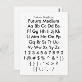 Futura Medium - Zazzle-Schriftart-Musterfolie Postkarte (Vorne/Hinten)