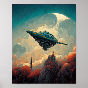 Future Airship SciFi Art Poster