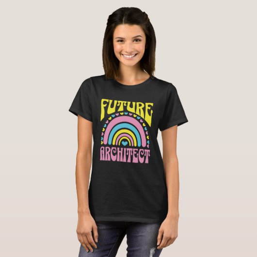 Future Architect Bright Retro Rainbow Architects T T-Shirt (Vorne ganz)