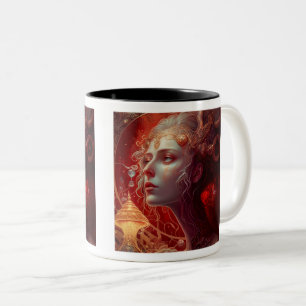 Future Art Nouveau Woman Two-Tone Tasse, 11 oz Zweifarbige Tasse