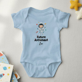 Future Astronaut Personalized Light Blue Bodysui Baby Strampler