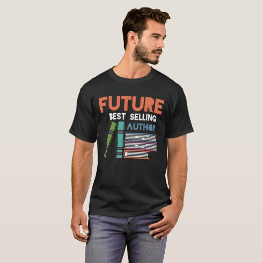 Future Author Witty Bookworm Library Fan T-Shirt (Vorne ganz)