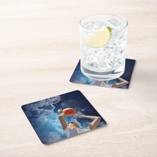 Future Basketball All Star Rechteckiger Pappuntersetzer (Vor Ort)