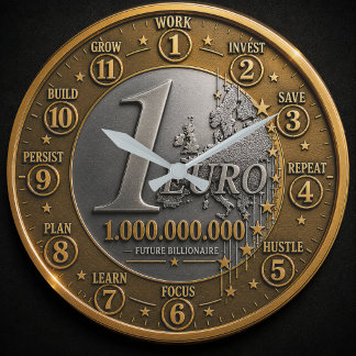 Future Billionaire Euro Coin Große Wanduhr