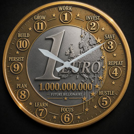 Future Billionaire Euro Coin Große Wanduhr