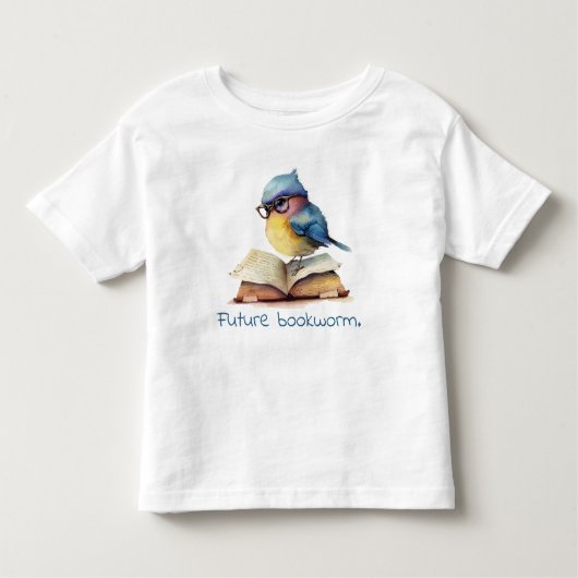 Future Bookworm Blue Bird Reading Baby Kleinkind T-shirt (Vorderseite)