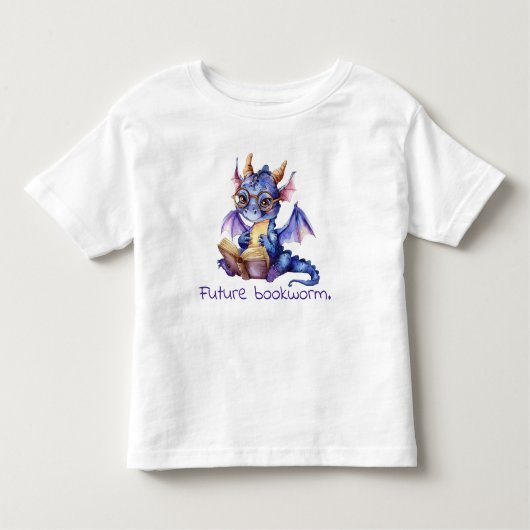 Future Bookworm Lila Dragon Reading Baby Kleinkind T-shirt (Vorderseite)