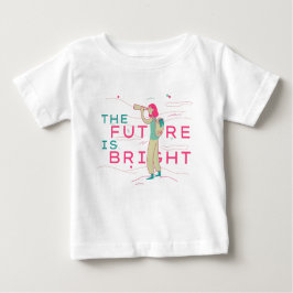 Future Bright Girl Telescope Pink Green Baby T-shirt