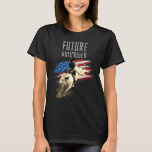 Future Bull Rider Patriotic American Flag for Cow T-Shirt