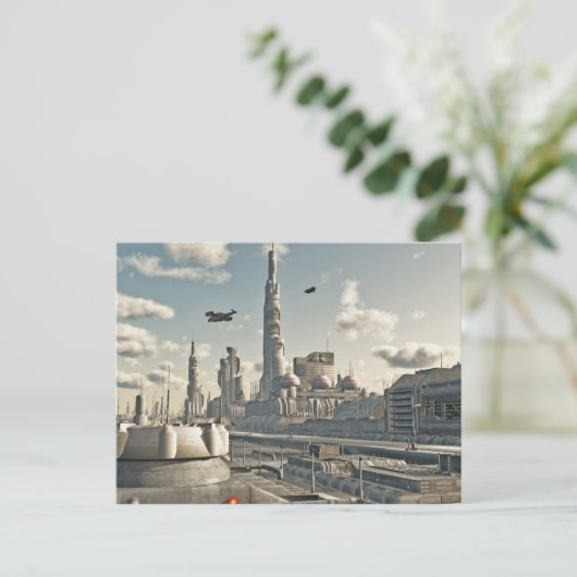 Future City Streets Postkarte (Stehend Vorderseite)