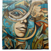 Future Cubist Art Deco Abstrakt Duschvorhang (Vorderseite)