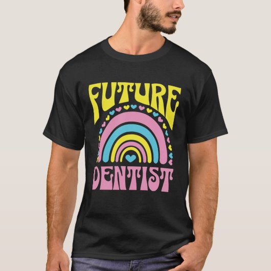 Future Dentist Bright Retro Rainbow Dentists Train T-Shirt (Vorderseite)