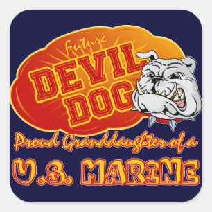 Future Devil Dog Quadratischer Aufkleber