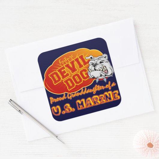 Future Devil Dog Quadratischer Aufkleber (Umschlag)