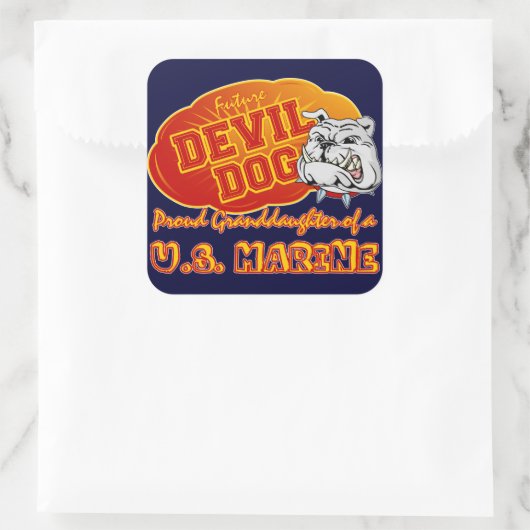 Future Devil Dog Quadratischer Aufkleber (Tasche)