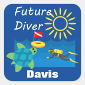 Future Diver Design - Square Stickers (Vorderseite)