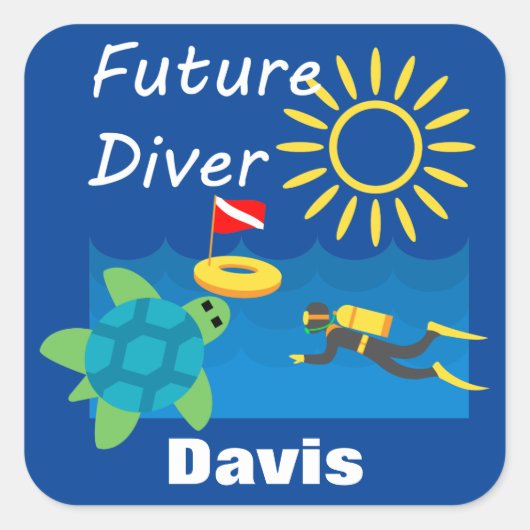 Future Diver Design - Square Stickers (Vorderseite)