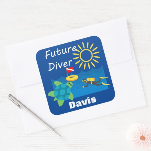 Future Diver Design - Square Stickers (Umschlag)