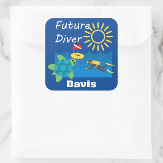 Future Diver Design - Square Stickers (Tasche)