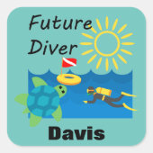 Future Diver Design - Square Stickers (Vorderseite)