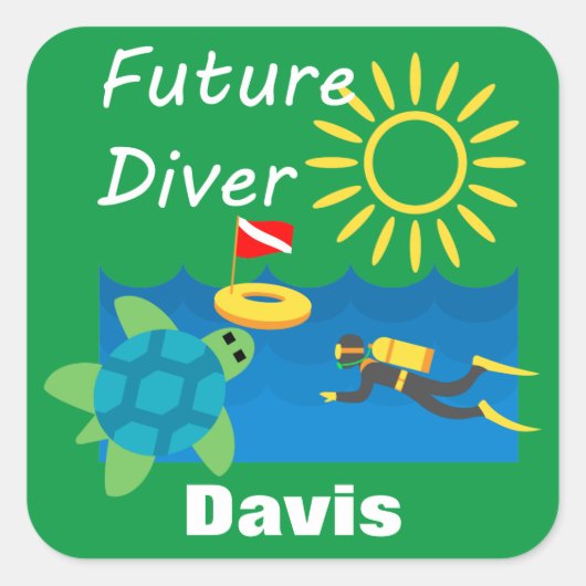 Future Diver Design - Square Stickers (Vorderseite)