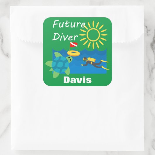Future Diver Design - Square Stickers (Tasche)