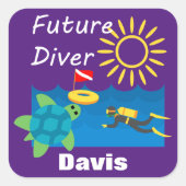 Future Diver Design - Square Stickers (Vorderseite)