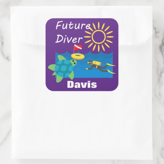 Future Diver Design - Square Stickers (Tasche)